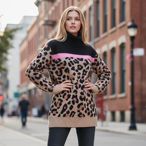 NEW•1X-2X•LAYLA FALL PERFECT MODRN LEOPARD PRINT SWEATER - Picture 2 of 14